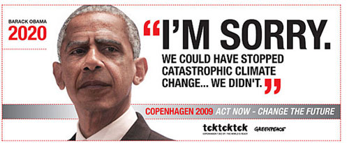 "I’m Sorry. We Could Have Stopped Catastrophic Climate Change. We Didn’t." Affiches de Greenpeace dans l'aéroport de Copenhague