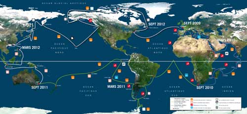 Le parcours de Tara Océans durant 3 ans Le parcours de Tara Océans durant 3 ans